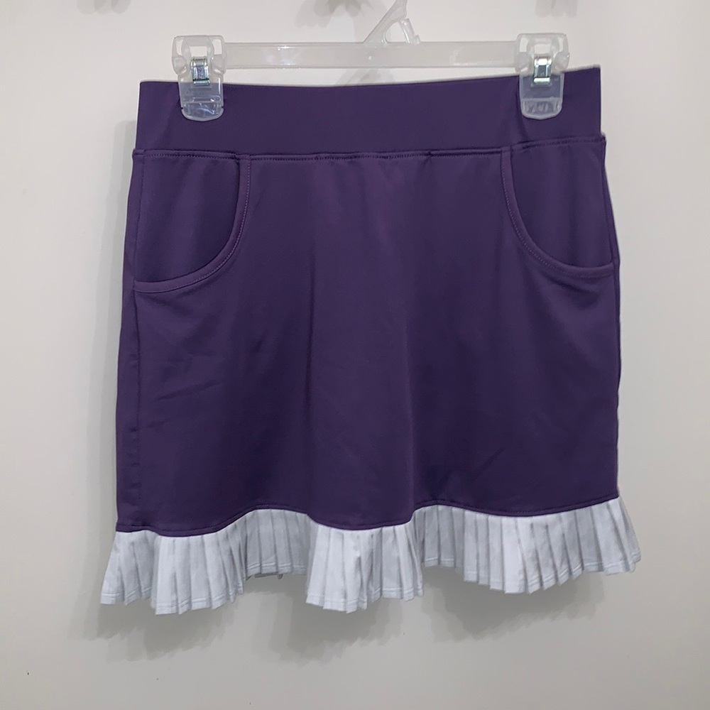 Pebble Beach 2 Pc Golf Top and Skort Abstract Floral Print Purple Gray S - Picture 6 of 11
